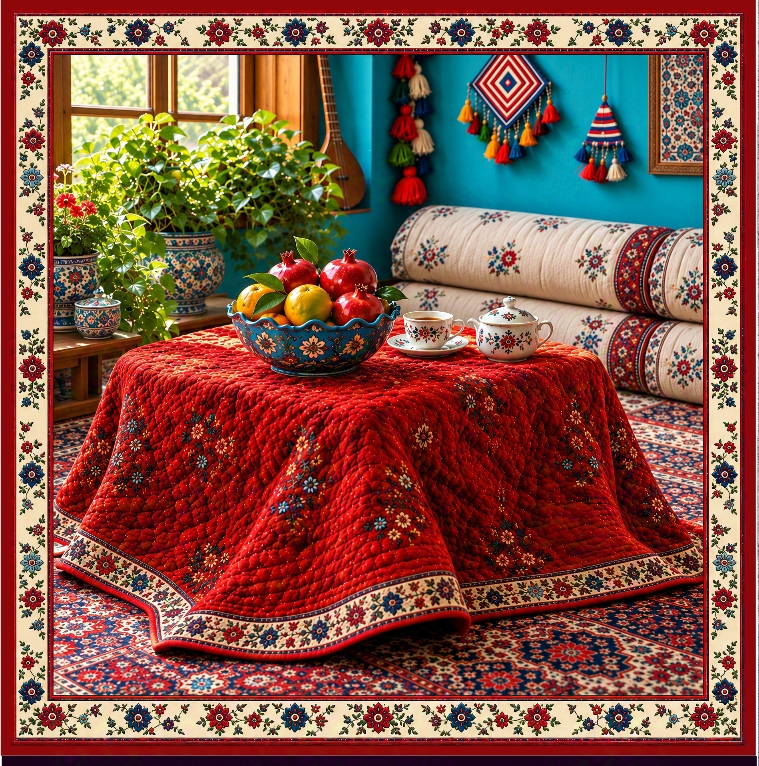 پنل رومیزی و سفره یلدایی مخمل پشت آستر درجه یک 👌