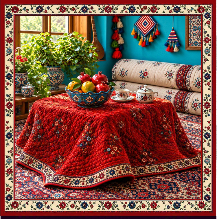 پنل رومیزی و سفره یلدایی مخمل پشت آستر درجه یک 👌
